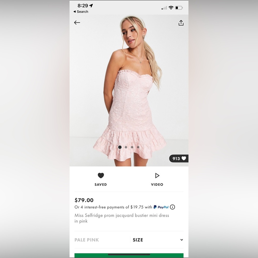 Miss Selfridge Blush Lace Strapless Dress